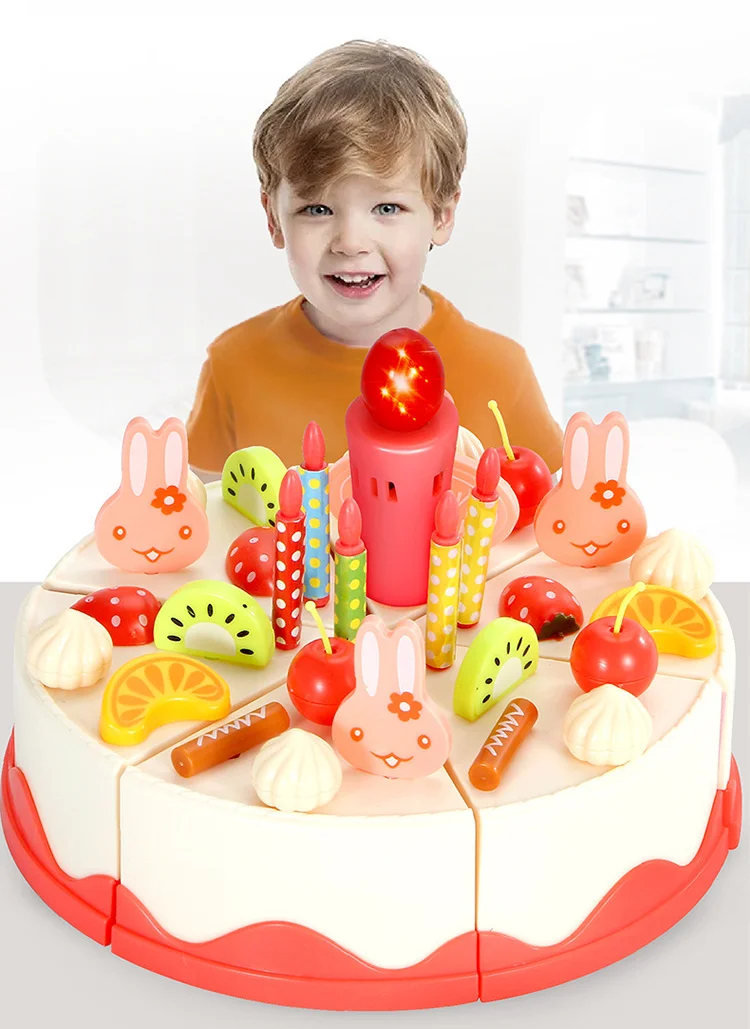 DIY other Educational Toys Birthday Pretended Cutting Cake with Music and Candles for Kids