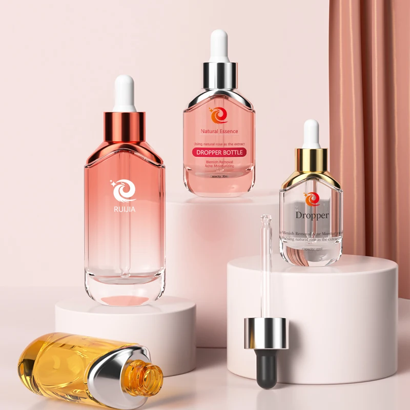 Selling Hot Custom Silver Gold Skin Care Cream Hair Serum Glass Dropper 15ML 30ML 50ML New Type Glass Cream Bottle For Cosmetic