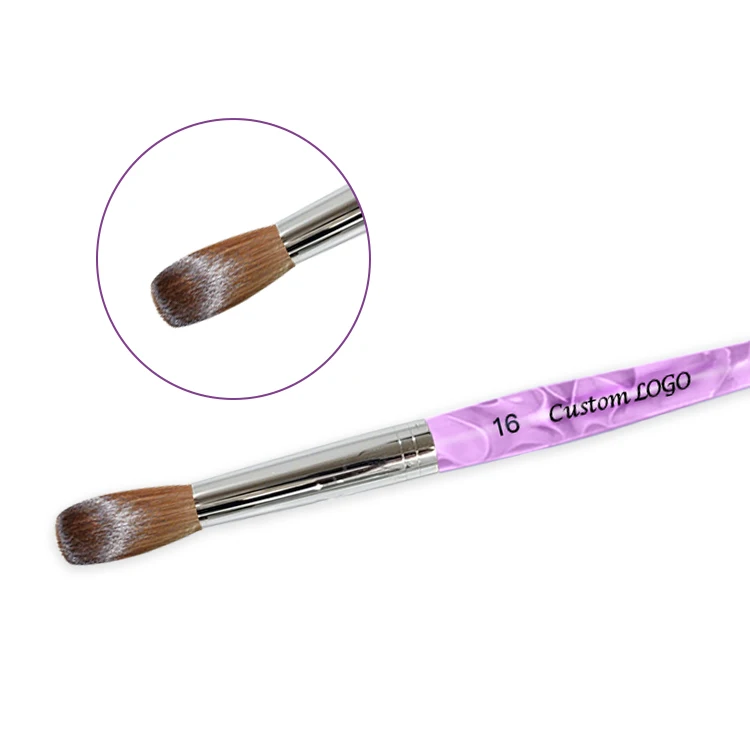 Custom Logo International size Purple Marble Handle 100% kolinsky sable nail brush Germany round kolinsky Acrylic Nail Brush 14