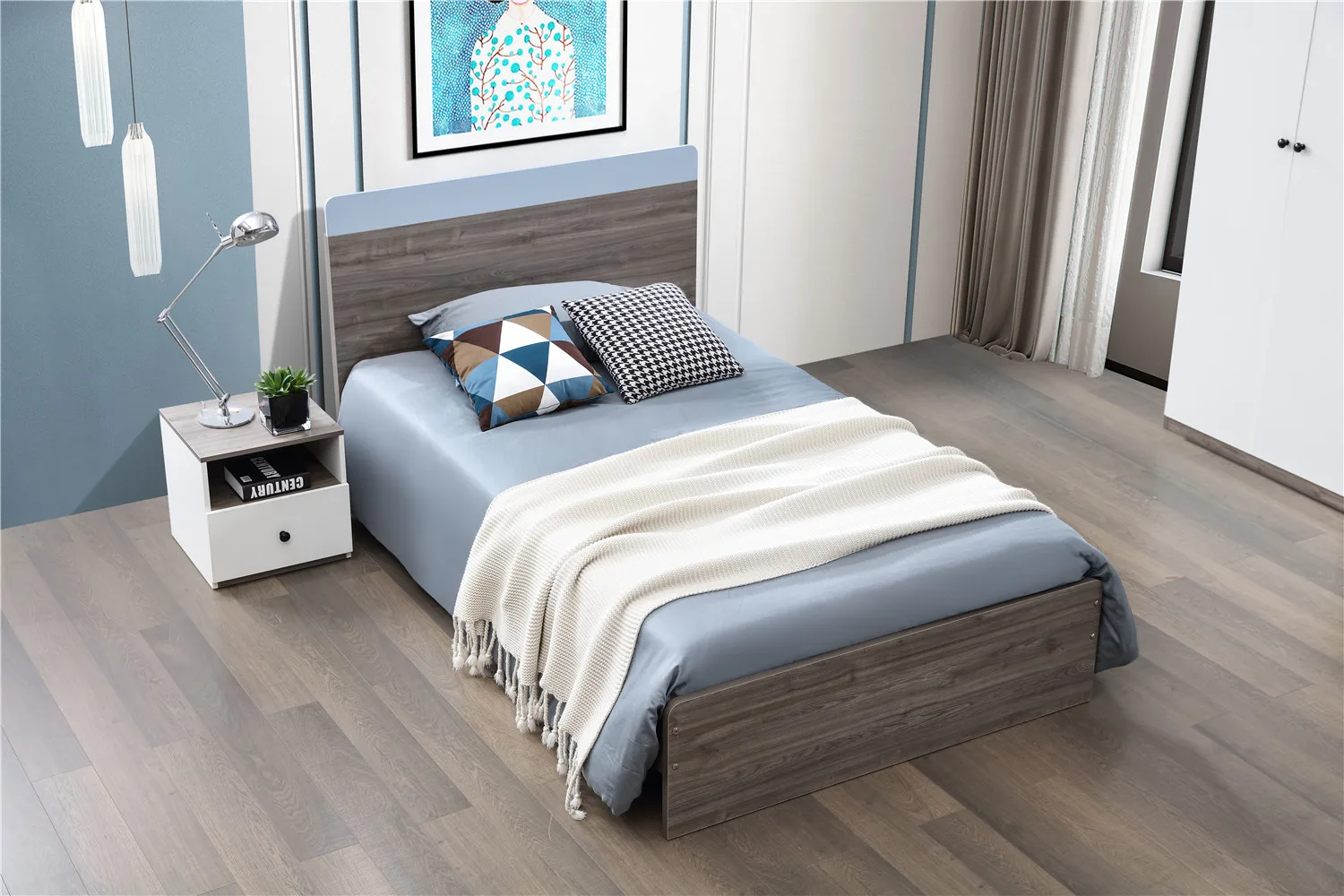 Modern style home furniture single bedroom set adult bedroom furniture