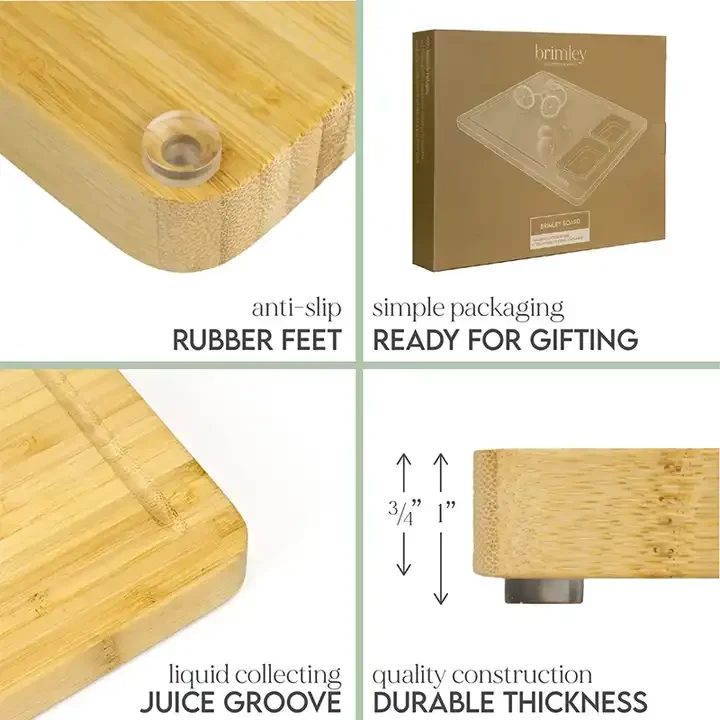 Wholesale Custom High Quality Rectangle Wooden Chopping Board Acacia Chopping Board With 2 Storage Boxes