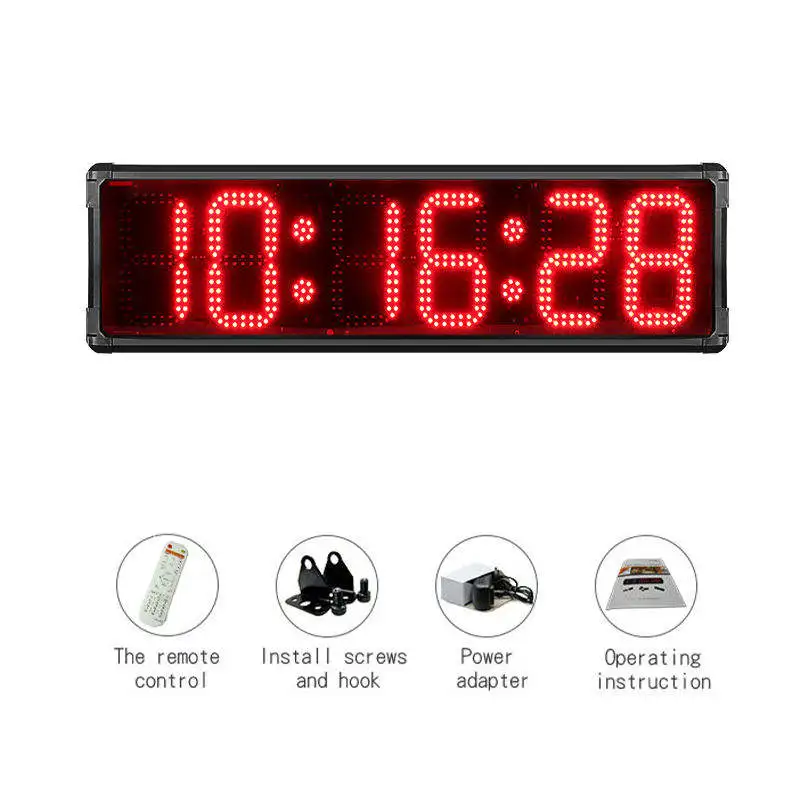 YIZHI Red Color 6 Digits LED Race Timing Clock Stopwatch 8-inch High Character Outdoor Sports Timer for Running Racing Events