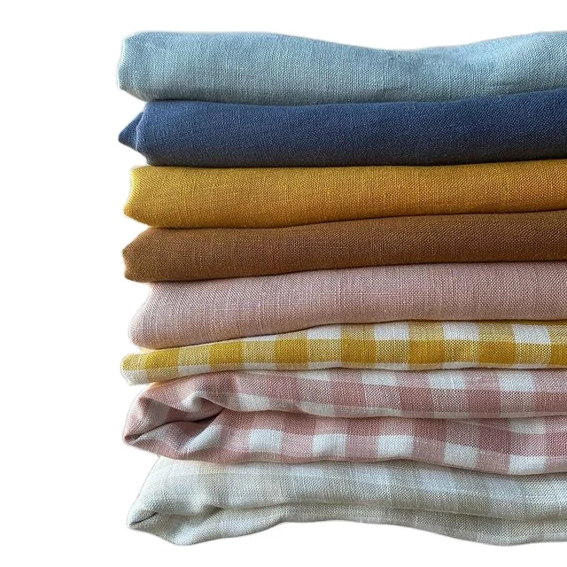 
Soft Enzyme wash plain dyed stone washed suit 100% linen fabric for garment 