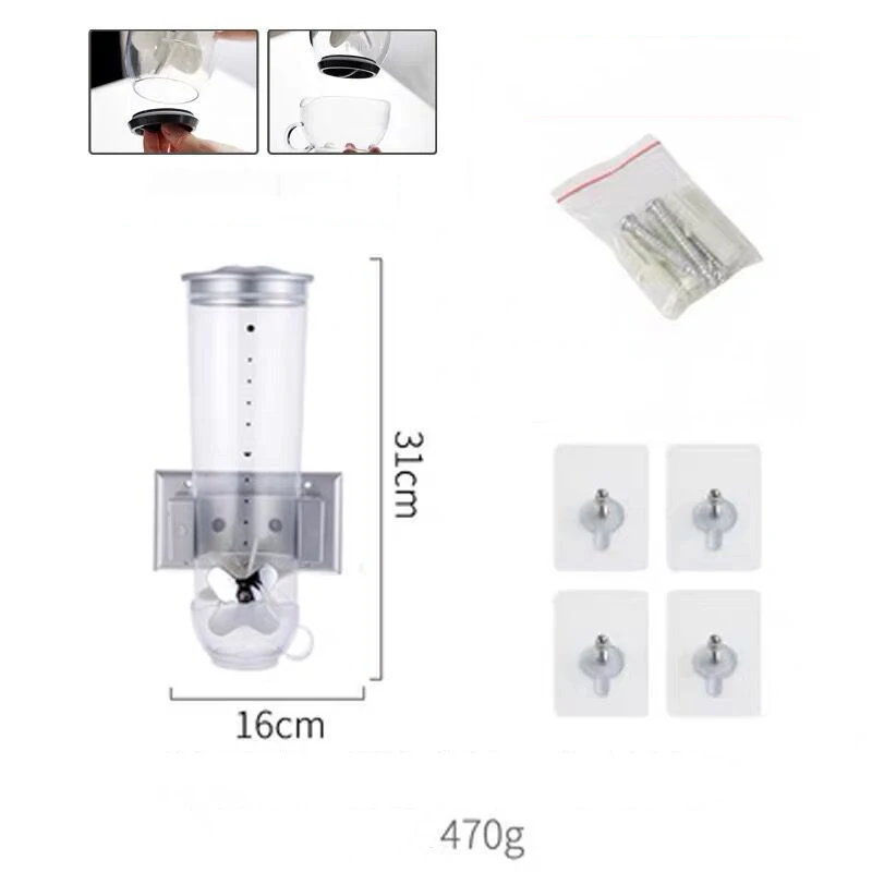 Kitchen Grain Storage Container Wall Mounted Rice Cereal Dry Food Dispenser