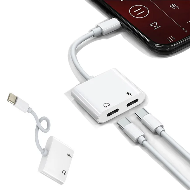 2 In 1 Type-C to 3.5mm Headphone Jack Female Audio Live Calling Fast Charging Aux Audio Cable Adapter