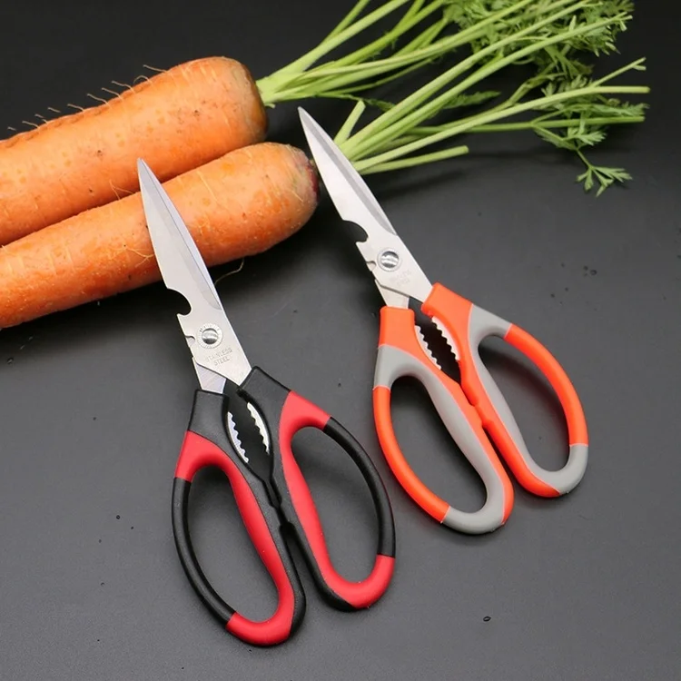 Высококачественные рекламные сверхмощные кухонные ножницы с красной черной пластиковой ручкой