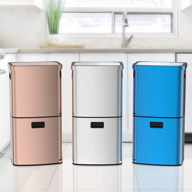 New Design 25L Rectangular Automatic Sensor Trash Can Double Layer Dust Bin for Household Kitchen Odor Remover