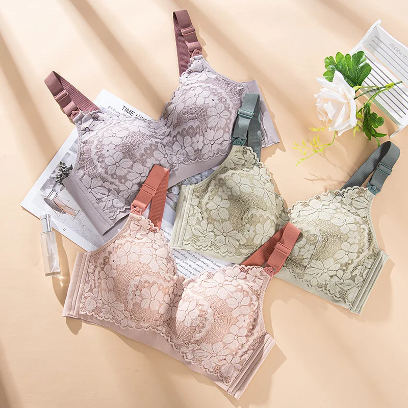 Hot Sale Everyday Plus Size Push up Stretch Full Coverage Gathering Thin Bralette Ice Silk Nursing Bra Underwear Women