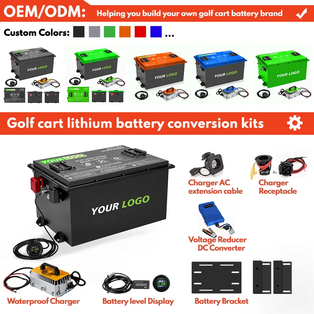 Waterproof golf cart battery 36v 48v 51.2v 60v 72v lithium golf car battery 72ah 105ah 160ah lifepo4 golf cart battery