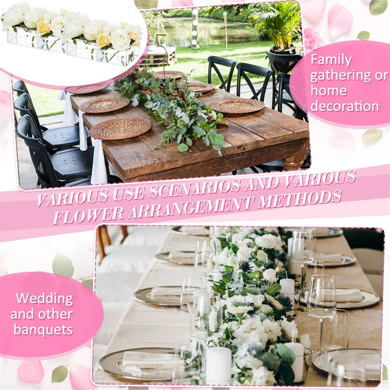 High Quality Dining Table Decorative Custom Rectangle Vase Acrylic Rose Gift Box Clear Acrylic Flower Vases