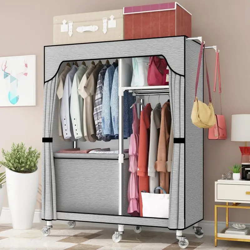 New Design of Rolling Clothes Organizer on Wheels with Hooks for Hanging Handbags.