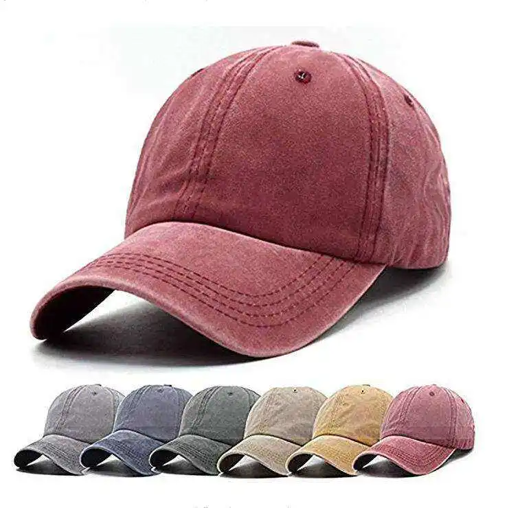 Vintage Cotton Washed Distressed Hats Twill Plain Sports Caps Adjustable Dad Hat