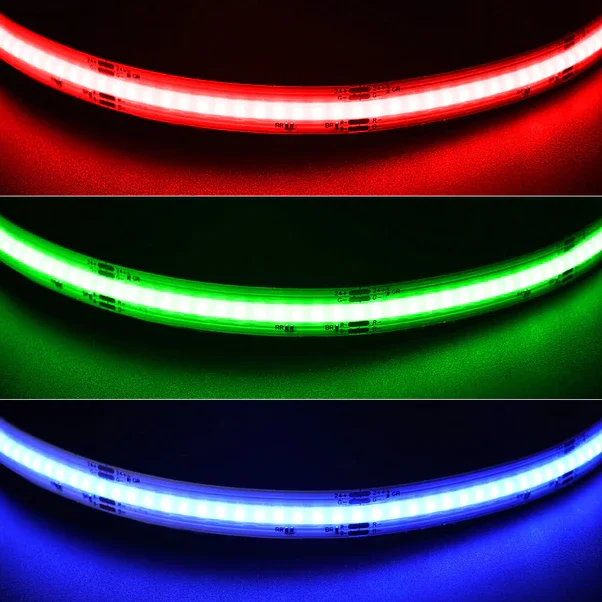 Dotless Cob Led Strip 12V 24v 10mm RGB 14W 630leds for bar interior decoration car atmosphere light custom cob smart light strip