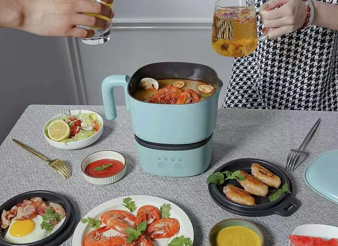 Portable Deep Fryer Multipurpose Electric Cooker Pizza Frying Pan Multi Purpose Mini Electric Pot Cooking Noodles Tempered Glass