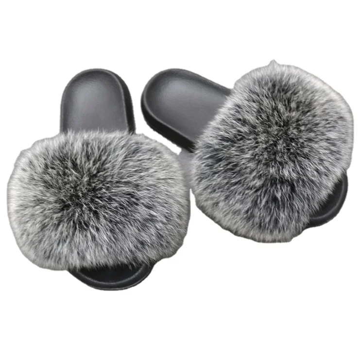 Женские меховые шлепанцы, роскошные мягкие уличные меховые сандалии, мех енота, сланцы, пушистые