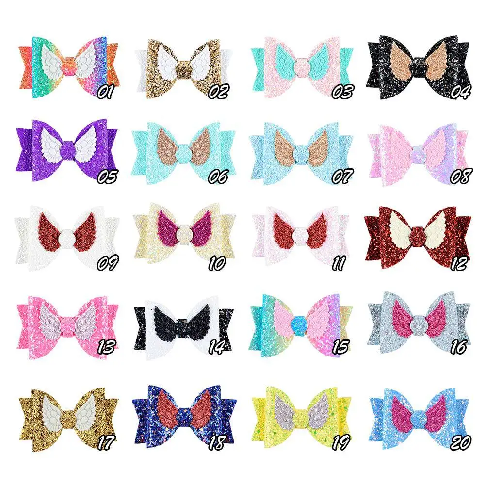 Sequined leather hairpin  Hair Bows for Babies Girls Pencil Back To School Glitter Bow Hair Clips  Accessories Children