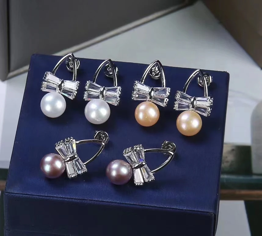 Fashion Button Freshwater Cultured Pearl Earring Pearl Stud Earrings Real Fresh Water Pearl Earrings