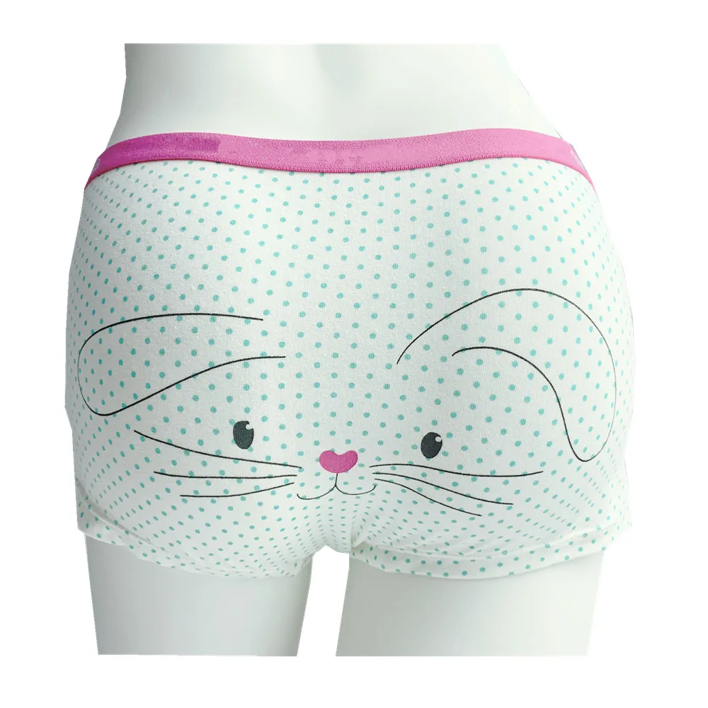 Cartoon back dot print womens boxer briefs underwear women cotton panties boyshorts ladies undergarment