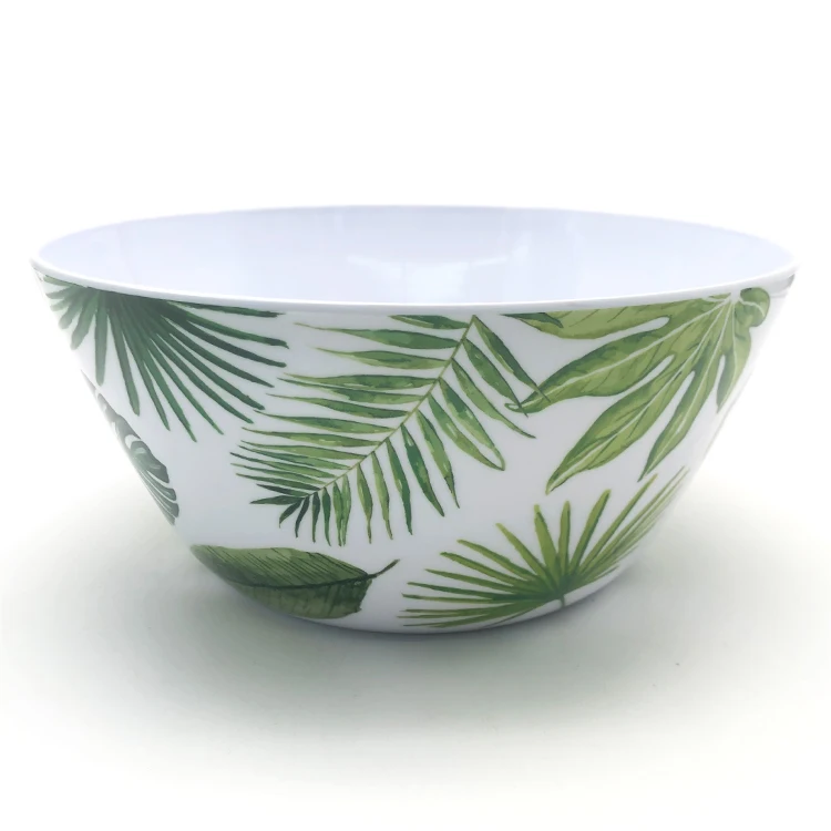 wholesale Tropical style large plastic soup salad serving dinner bowls fork and spoon set