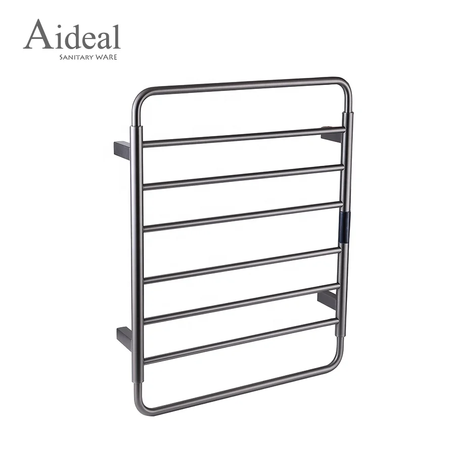 Brushed gun metal household style stainless steel 6 horizontal bar electric warm towel rack