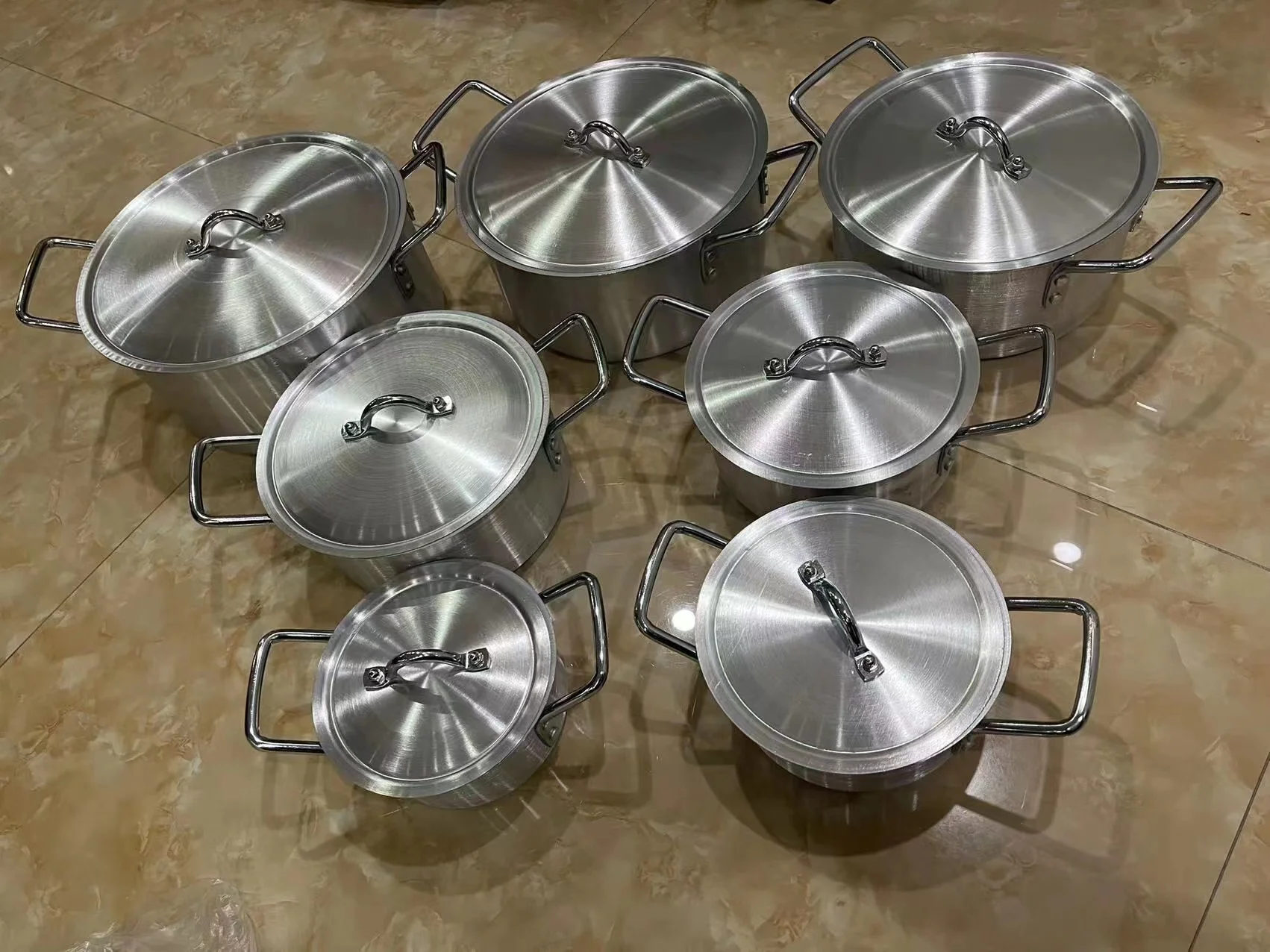 Stainless steel pot set gift pot three-piece set soup milk pot frying pan,Electric wood handle three piece set,hot selling model