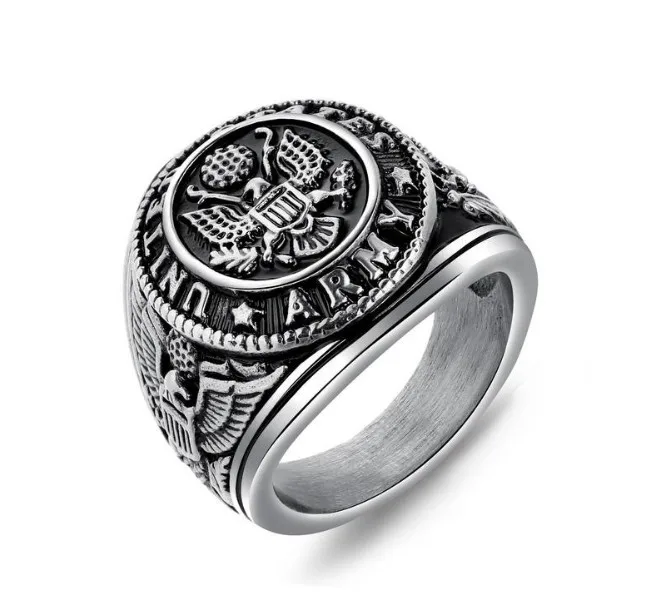 316 stainless steel us army ring mens rings