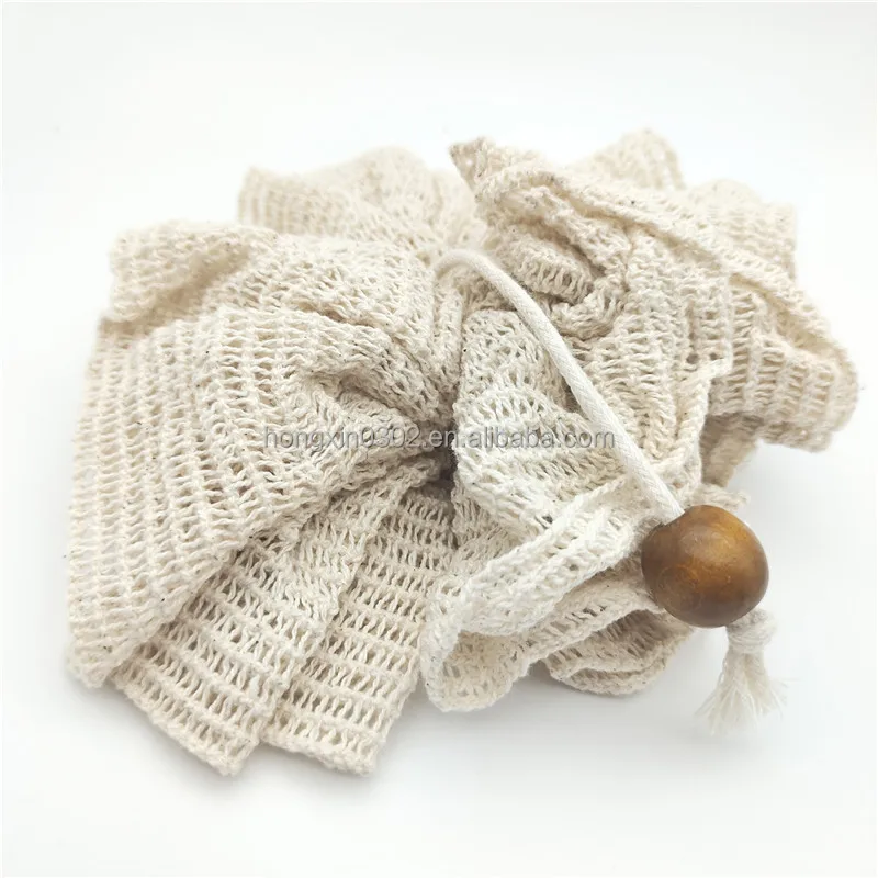 Zero Waste Natural Biodegradable Eco Friendly Ramie Hemp Mesh Sisal Bath Body Puff Pouf Shower Exfoliating Loofah Sponge