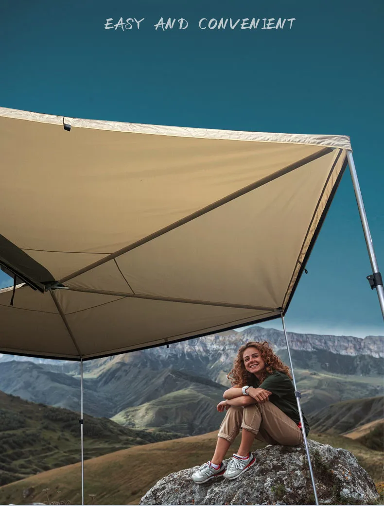 Outdoor car 270 degree hexagonal fan-shaped canopy rainproof sunscreen awning car side tent