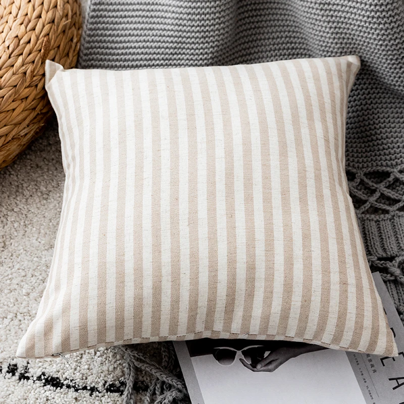 Innermor Striped Cushion Cover Simple Style Pillow Case Home decorative Faux Linen For sofa bed car seat 45x45 ready made