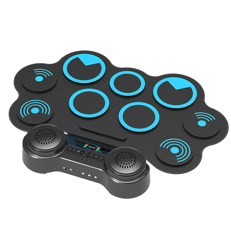 Electronic drum portable silicone hand roll drum roll-up practice mat electric drum speaker pedal for kids beginner gi