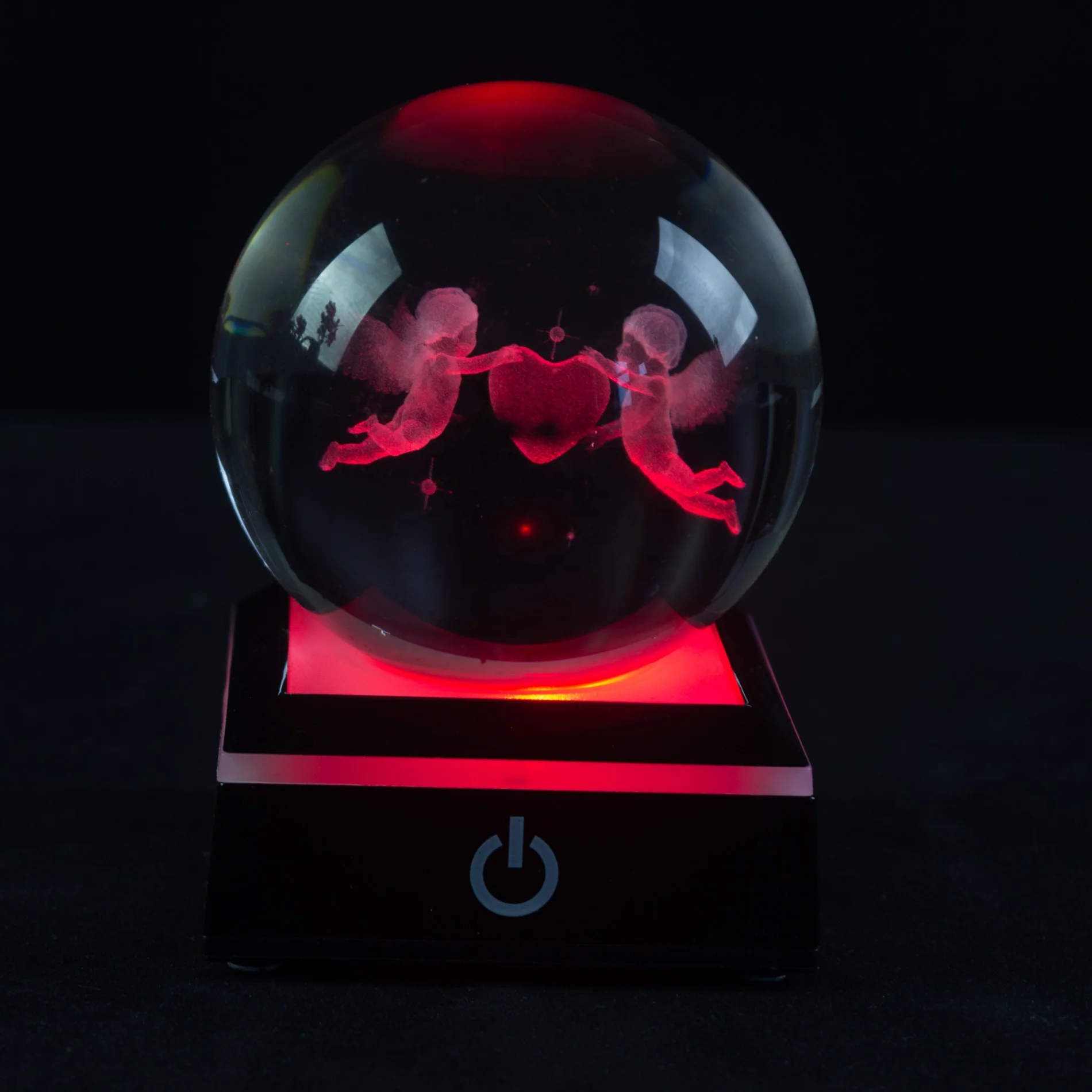 6cm  Diameter Decorative Crystal Ball with ABS LED Square Silver Lamp Holder Night Lamp for Gift