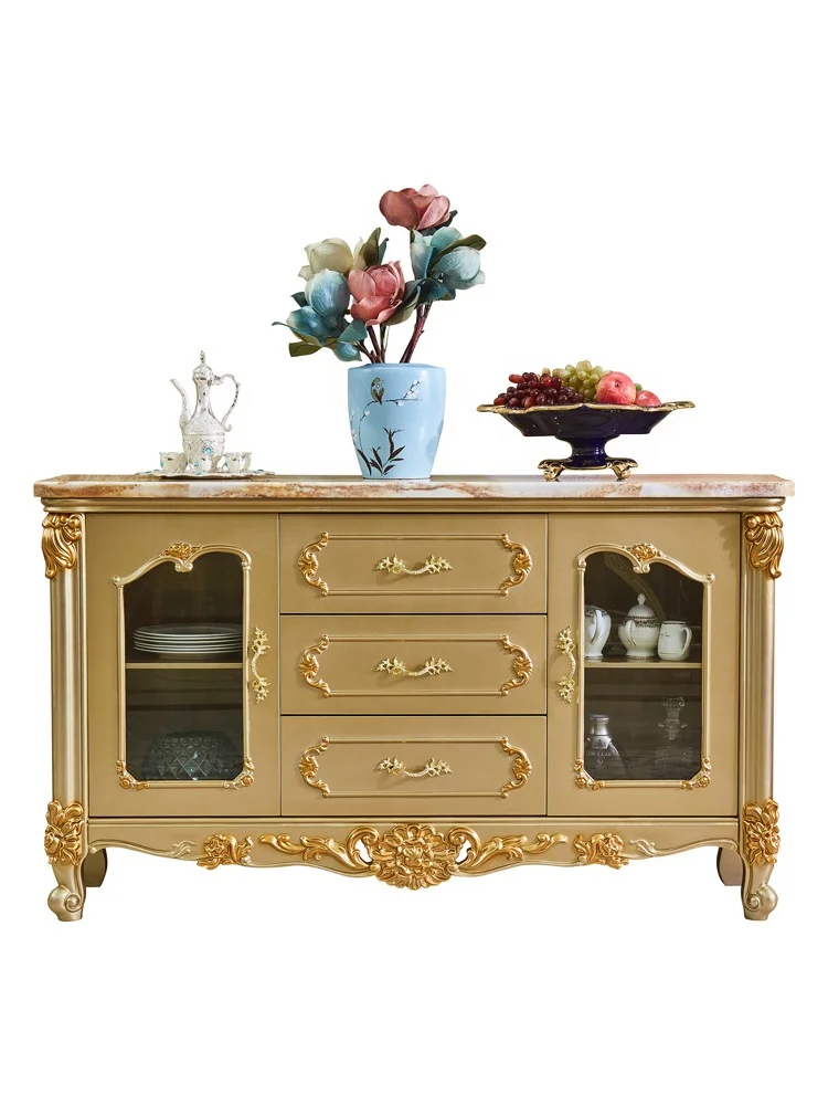 Luxury golden color dining room side cabinet European style dining room buffet