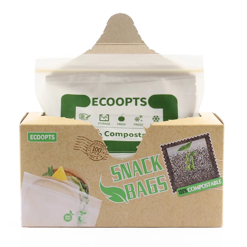 Transparent customized slide compostable ziplock bag with low
