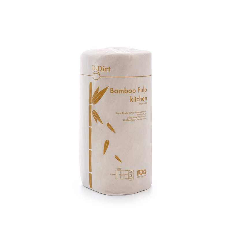 SDG Certified Eco Friendly Plastic Free Packaging Unscented Unbleached Bamboo Pulp Kitchen Roll Paper Towel