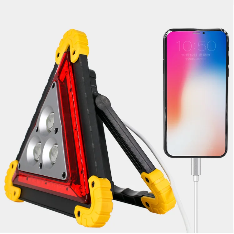 USB Rechargeable LED Outdoor Roadside Car early Yellow Red Reflector Warning Triangle Light