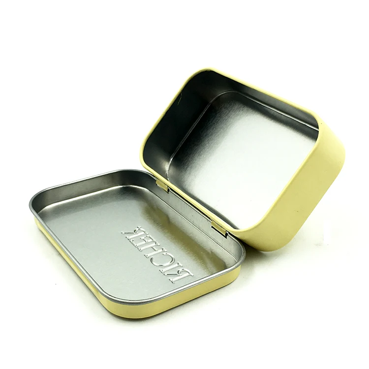 Promotional Rectangular Food Packaging Toy Packing Mint Tin Box Small Mini Hinged Lid Tins