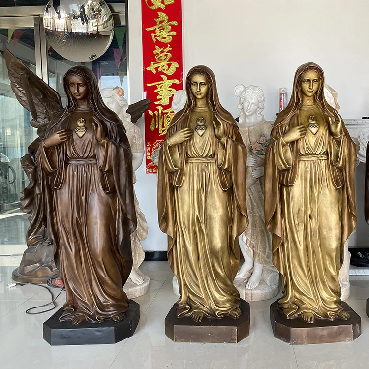 Religious bronze statue of the virgin mary for church decoration