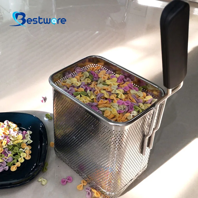 Fine Mesh Stainless Steel Pasta Basket Strainer For Pasta And Spaghetti Kitchen