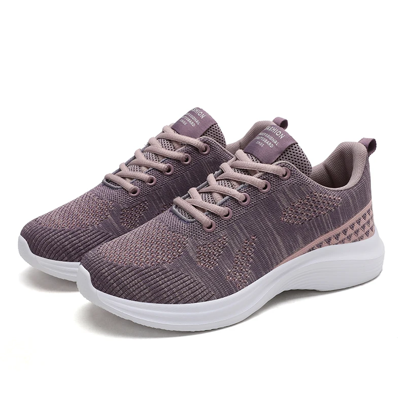 Wholesale women Shoes Fly Knit Upper MD Sole Breathable Fashion Trend Sneakers Shoes High Quality Sneakers Running Shoes