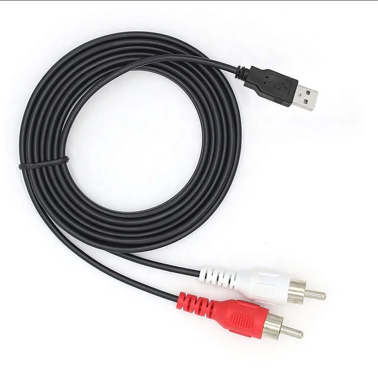 LBT Hot  5 Feet/1.5m USB 2.0 Male/Female to 2 RCA Male Jack Splitter Audio Video AV Composite Adapter Cord Cable (USB M/2RCA M)