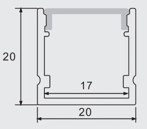 SDW2020M  20X20MM Square LED Channel System with Milky White Cover Lens, Silver Aluminum