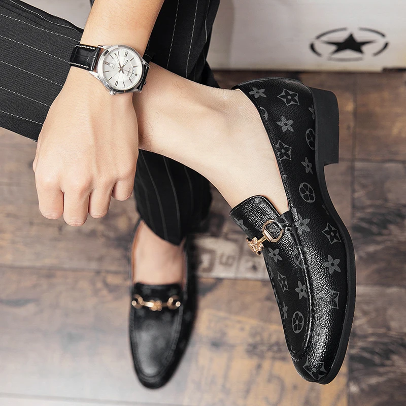 
Wholesale Gocci Prints Leather Casual Slip On Big Size Brand Designer Shoes Wedding Business Luxury Shoes Mens Dress Shoes 