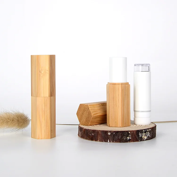 Oem Odm Organic Matte Lipstick Eco Friendly Lip Balm Packaging 4ml 3.5g 12.1mm Empty Natural Bamboo Lipstick Tube