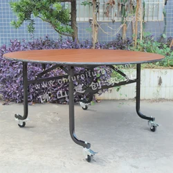 Manufacturer buffet table HPL metal folding hotel banquet tables with roller