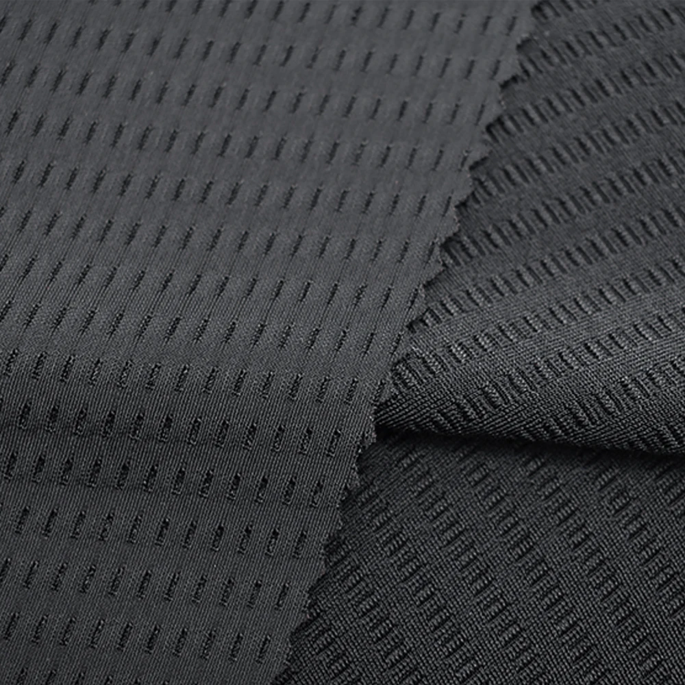 Cool feeling dry fit warp knitting 20 spandex stretch 80 nylon jacquard swimwear fabric for t-shirt