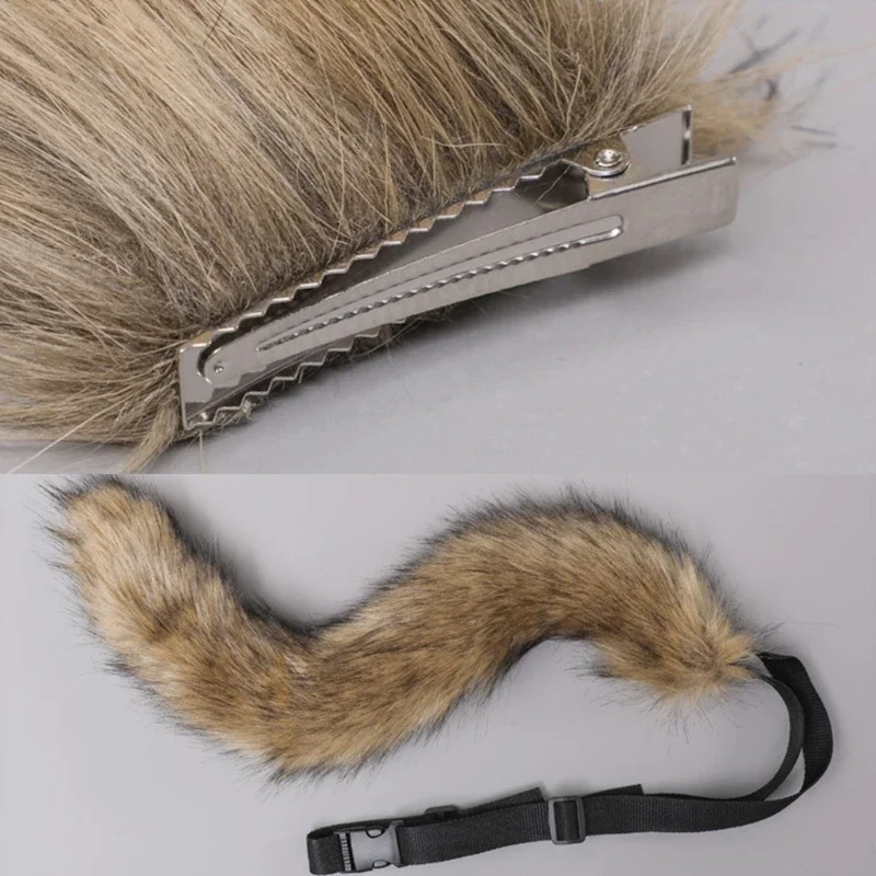 Wolf Fox Ears Tail Adjustable Belt Furry Animal Headband Cosplay Props