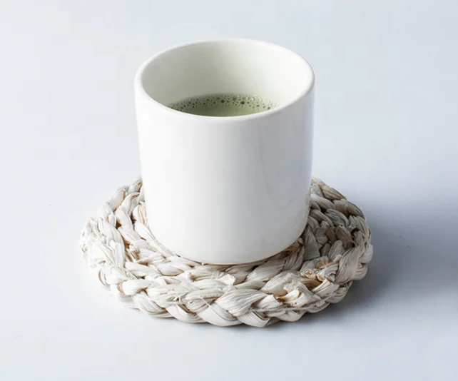 Home daily with pure white simple beaded striped without handle porcelain ceramic tea cup
