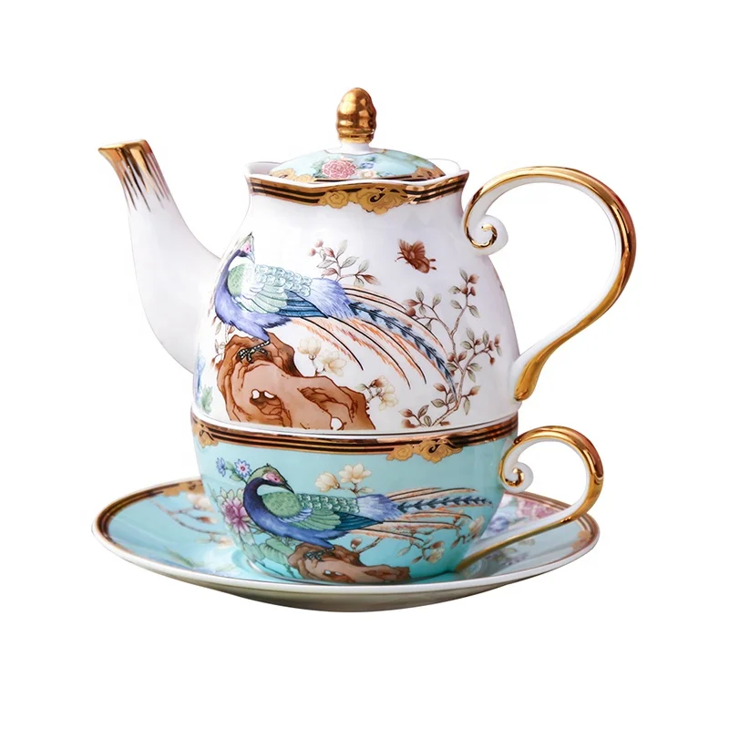 Creative high-value English flower tea set, teapot with cup and saucer, national tide single mother and child pot set