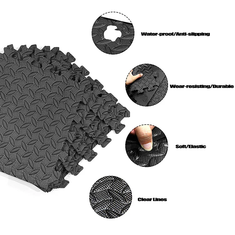 Gym Floor Mat Splicing Mats Patchwork Rugs Thicken Shock 12pcs 30*30cm EVA Leaf Grain Floor Mats for Gym Fitness Room Workouts