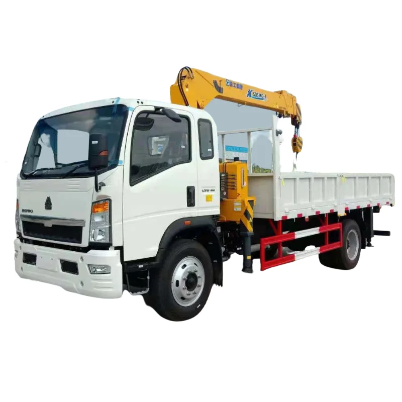 BOTTOM PRICE  5T SINOTRUK HOWO LHD hydraulic truck with crane new manufactured China  truck mounted crane boom price